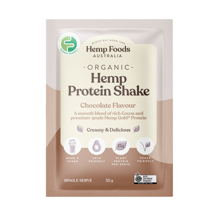 Hemp Foods Aus Organic Hemp Protein Shake Chocolate - 7 x 35g Sachets - L'Organic