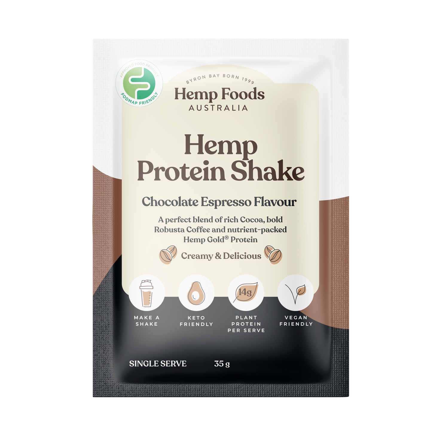 Hemp Foods Aus Hemp Protein Shake Chocolate Espresso - 7 x 35g Sachets - L'Organic