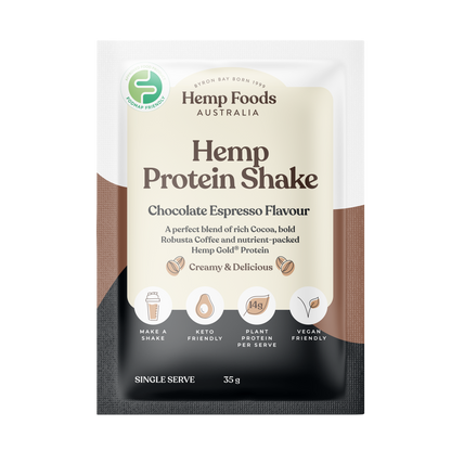 Hemp Foods Aus Hemp Protein Shake Chocolate Espresso - 7 x 35g Sachets - L'Organic