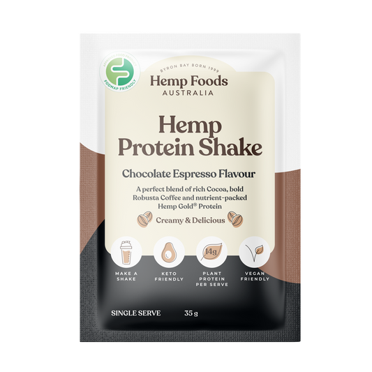 Hemp Foods Aus Hemp Protein Shake Chocolate Espresso - 7 x 35g Sachets - L'Organic