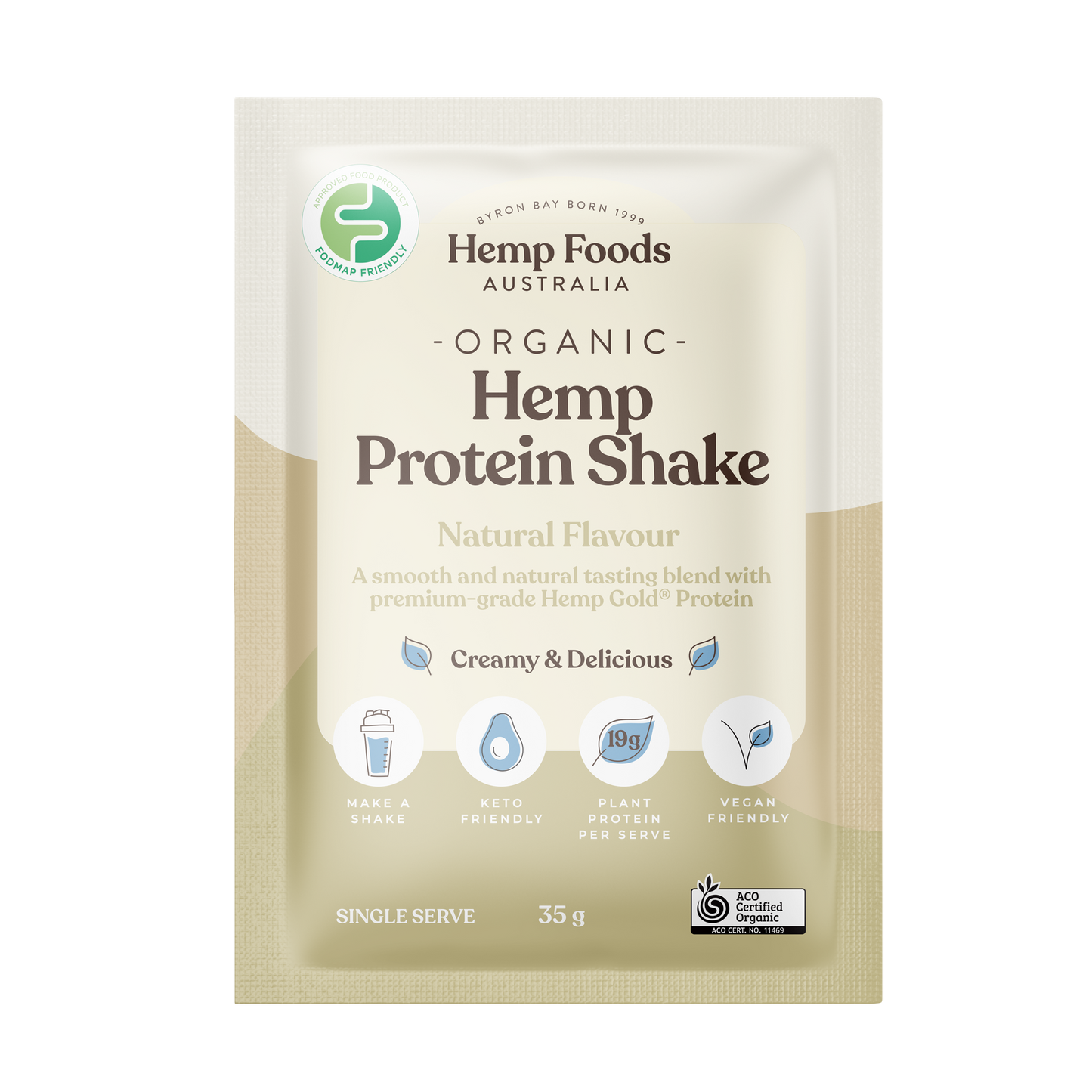 Hemp Foods Aus Organic Hemp Protein Shake Natural - 7 x 35g Sachets - L'Organic
