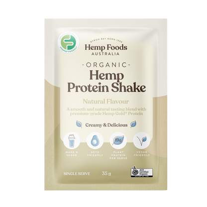 Hemp Foods Aus Organic Hemp Protein Shake Natural - 7 x 35g Sachets - L'Organic