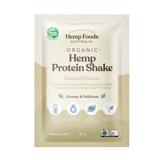 Hemp Foods Aus Organic Hemp Protein Shake Natural - 7 x 35g Sachets - L'Organic