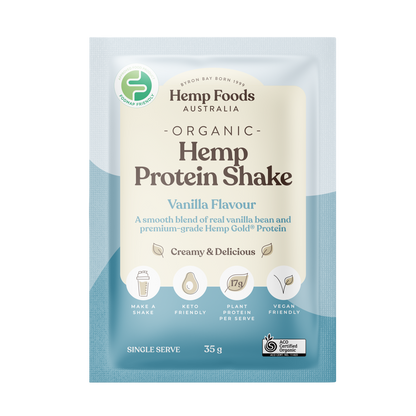 Hemp Foods Aus Organic Hemp Protein Shake Vanilla - 7 x 35g Sachets - L'Organic
