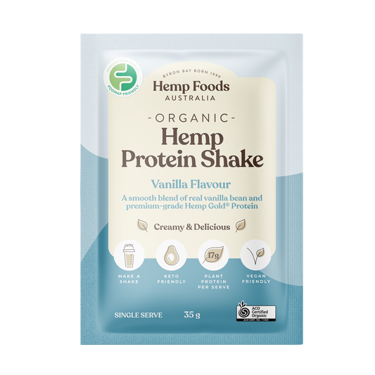 Hemp Foods Aus Organic Hemp Protein Shake Vanilla - 7 x 35g Sachets - L'Organic