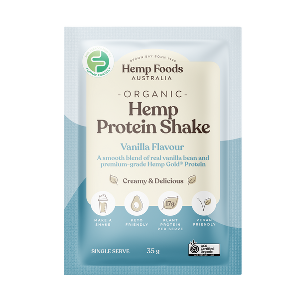 Hemp Foods Aus Organic Hemp Protein Shake Vanilla - 7 x 35g Sachets - L'Organic