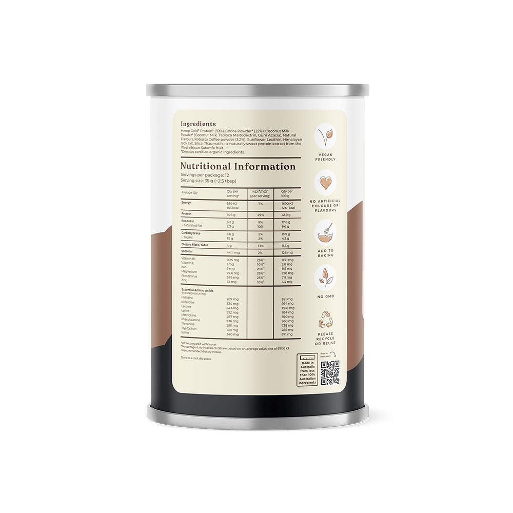 Hemp Foods Aus Hemp Protein Shake Chocolate Espresso - 420g - L'Organic