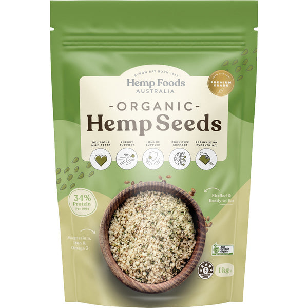 HEMP FOODS AUSTRALIA Organic Hemp Seeds Hulled 1kg - L'Organic
