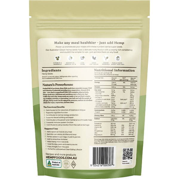 HEMP FOODS AUSTRALIA Hemp Seeds Hulled 800g - L'Organic