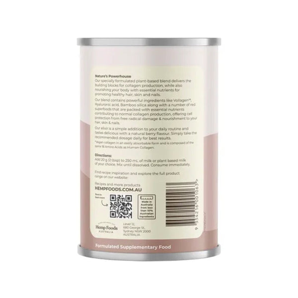 HEMP FOODS AUSTRALIA Plant Based Collagen+ Berry 240g - L'Organic