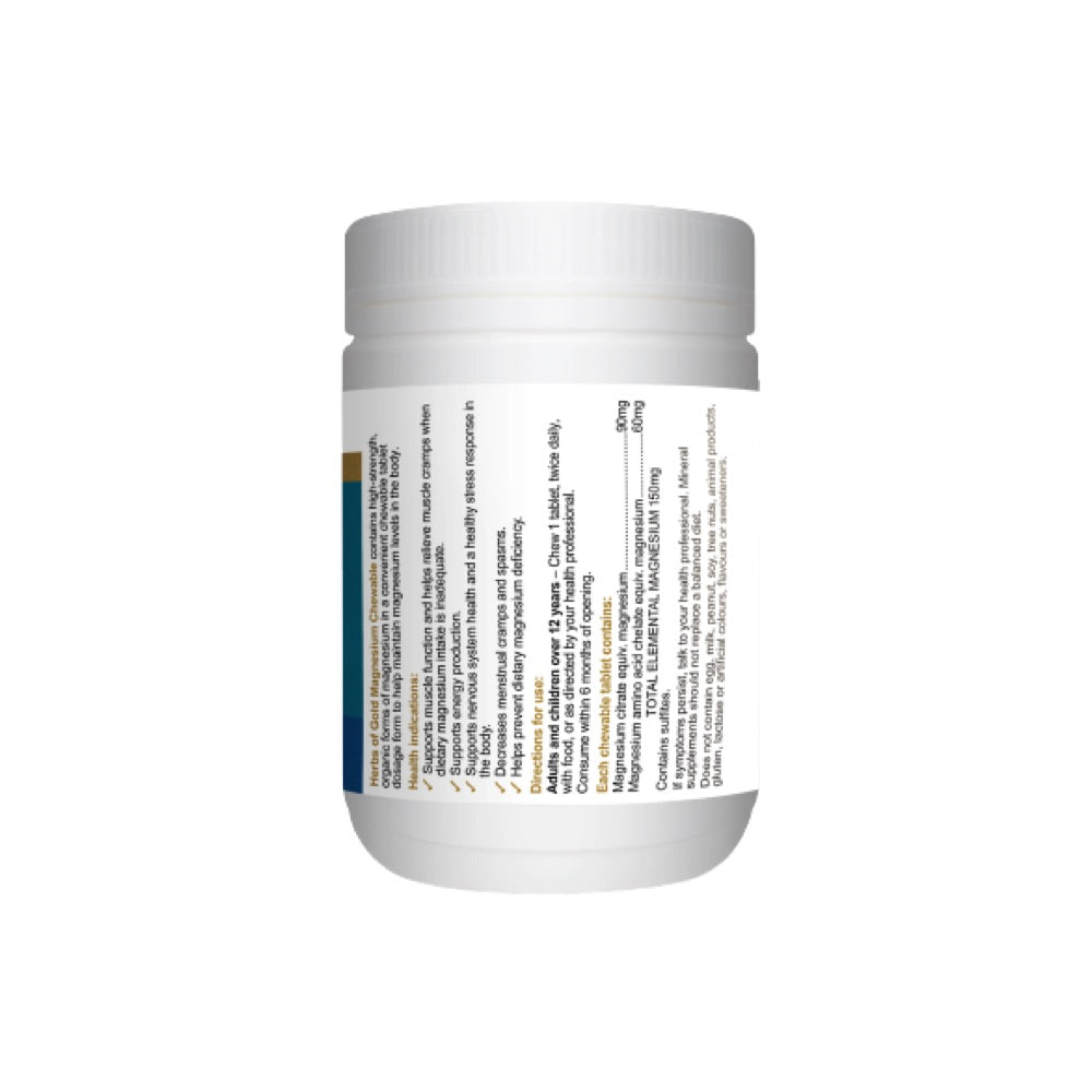 Herbs of Gold Magnesium Chewable Raspberry - 60 Tablets – L'Organic
