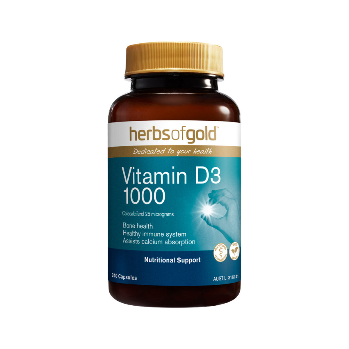 Herbs of Gold Vitamin D3 1000 240c - L'Organic