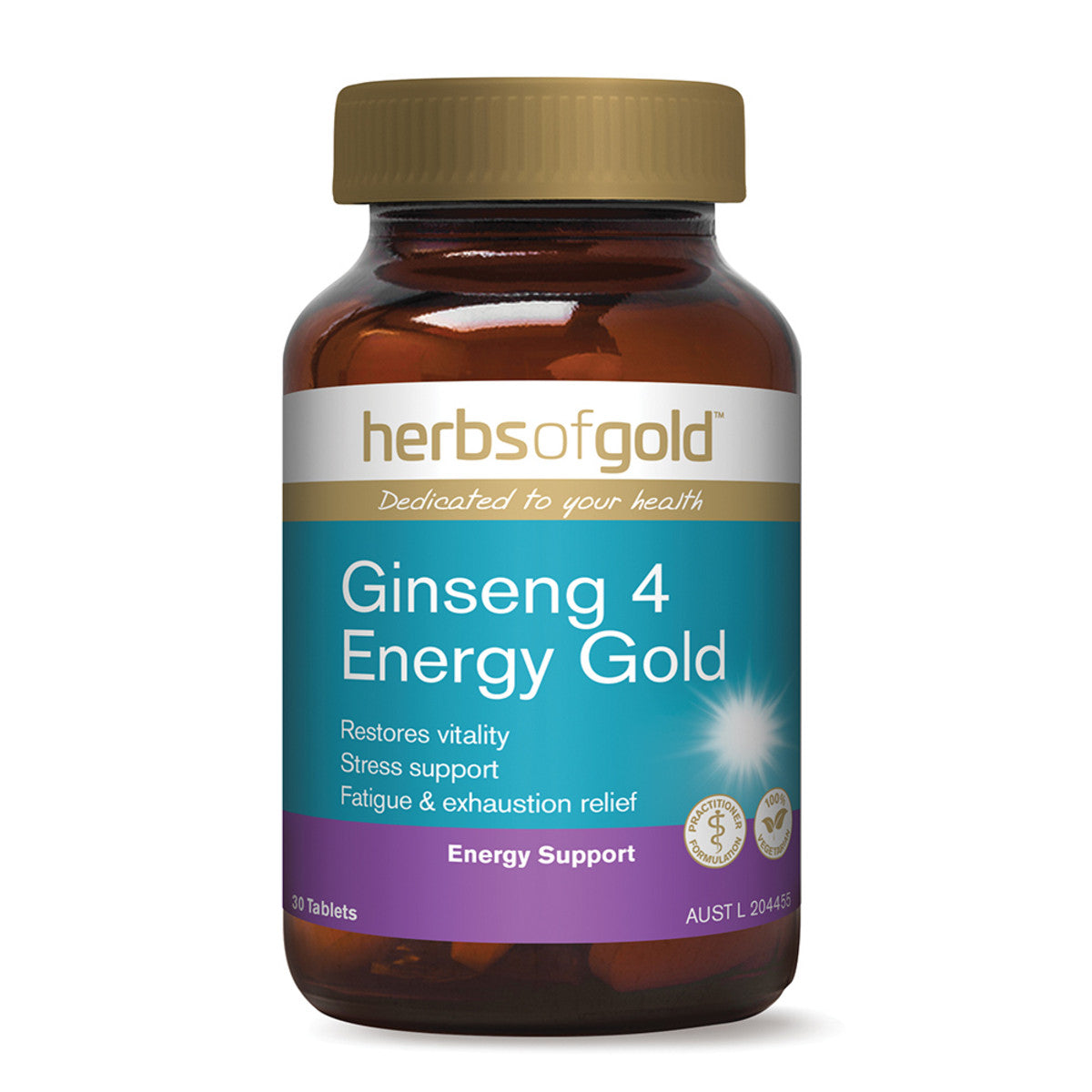Herbs of Gold Ginseng 4 Energy Gold - 30 Tablets - L'Organic