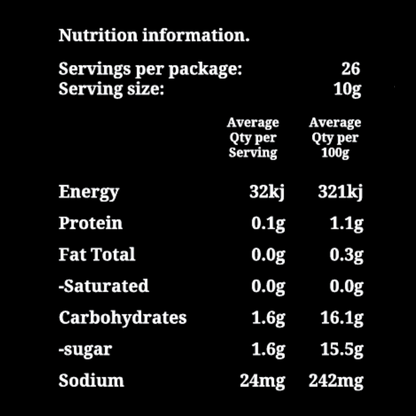 Josh&Sue Old Fashioned Tomato Relish Nutrition information