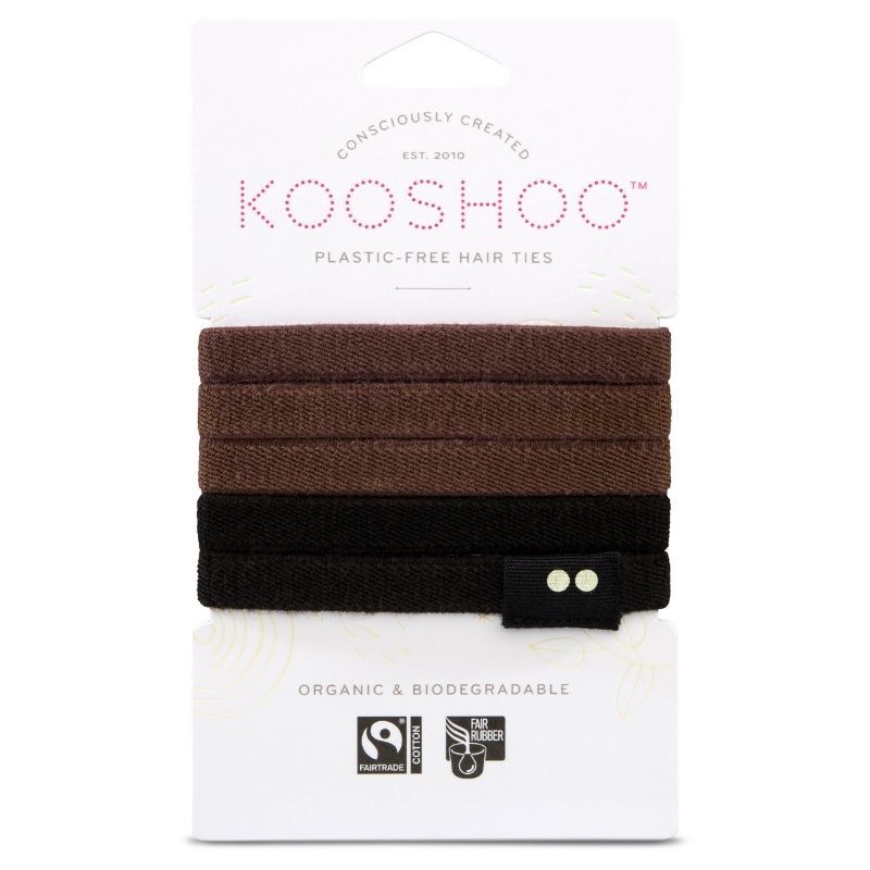 Kooshoo Certified Organic Hair Ties - Black/Brown - 5 Pack