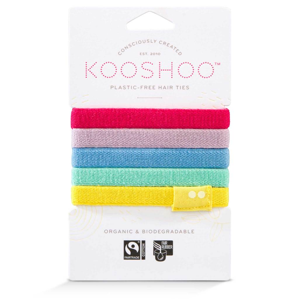 Kooshoo Certified Organic Hair Ties - Rainbow - 5 Pack