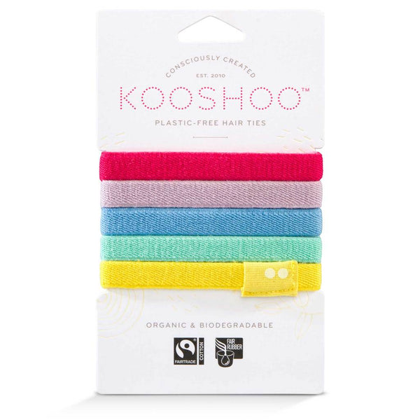 Kooshoo Certified Organic Hair Ties - Rainbow - 5 Pack