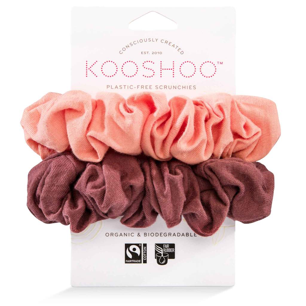 Kooshoo Organic Scrunchies - Coral Rose - 2 Pack