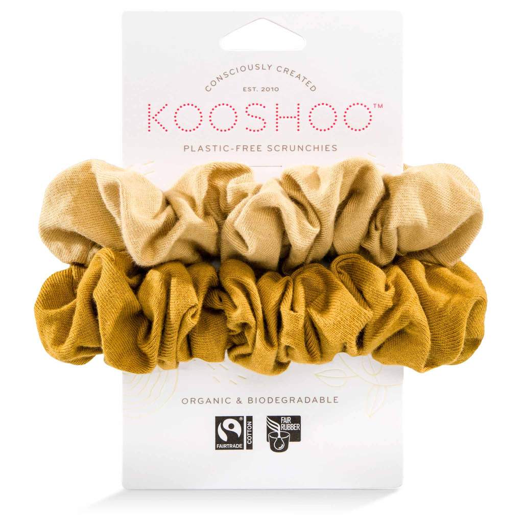 Kooshoo Organic Scrunchies - Gold Sand - 2 Pack