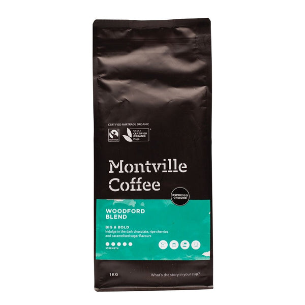Montville Coffee Woodford Blend package on a white background