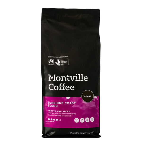 Montville Coffee Sunshine Coast Blend package on a white background