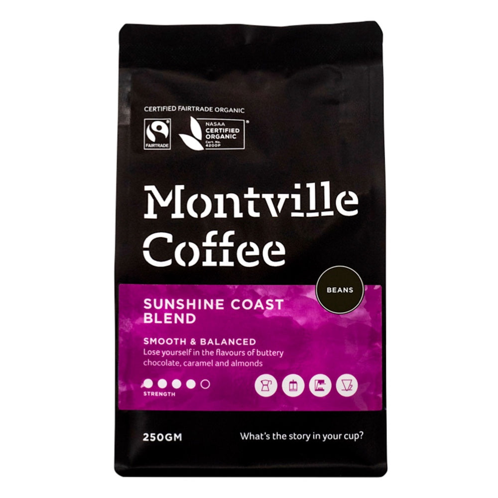 Montville Coffee Sunshine Coast Blend package on a white background