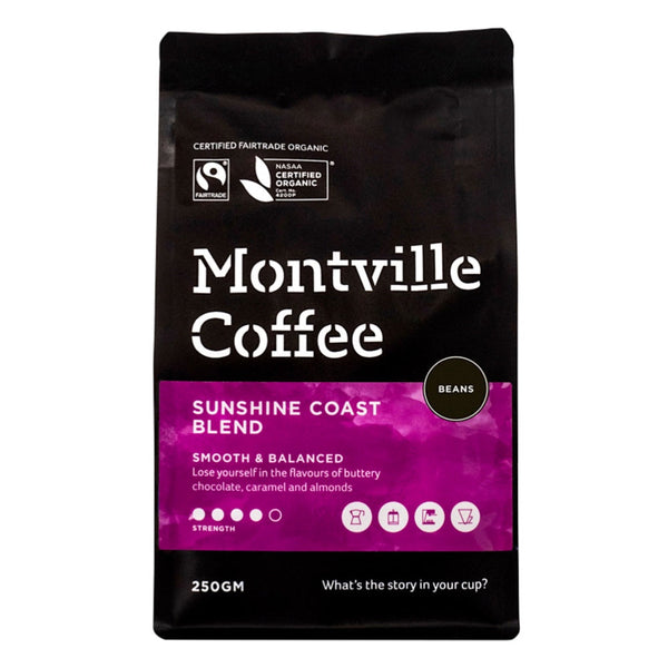 Montville Coffee Sunshine Coast Blend package on a white background
