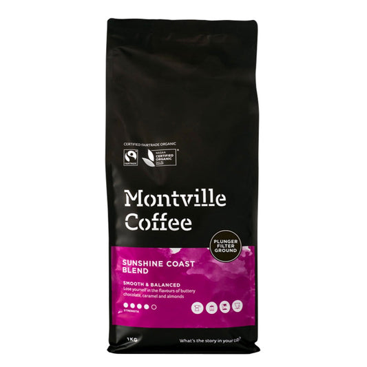 Montville Coffee Sunshine Coast Blend packaging on a white background