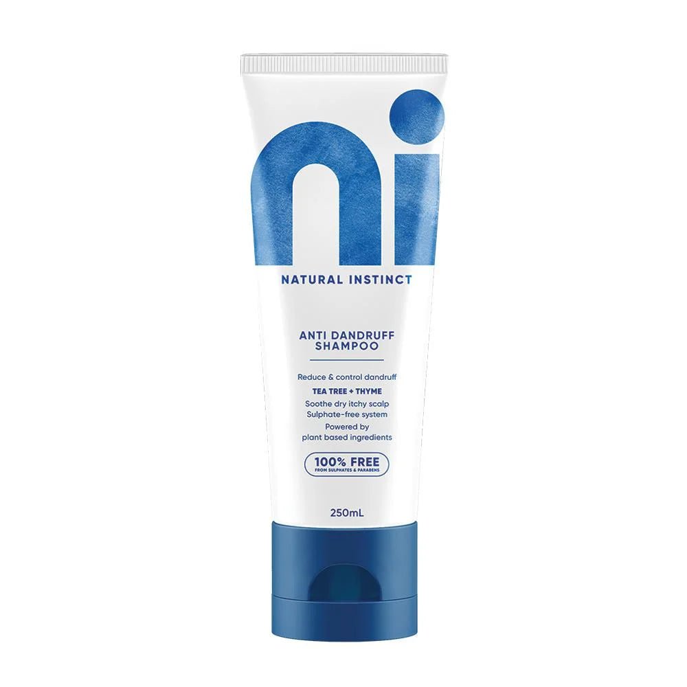 Tube of Natural Instinct Anti-Dandruff Shampoo on a white background