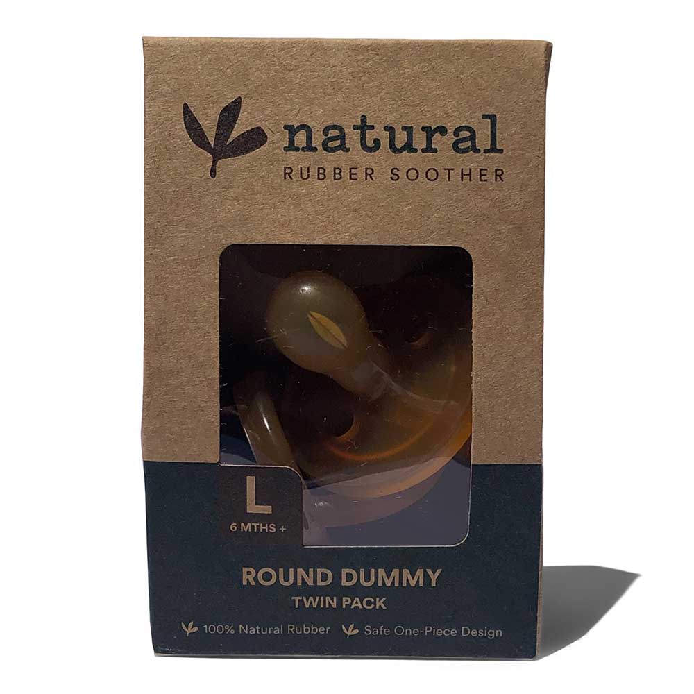 Natural Rubber Soother Round Large (6+ Months) - Twin With Eco Packaging