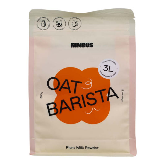 Nimbus Oat Barista plant milk powder package on a white background