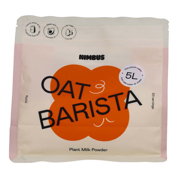 Nimbus Oat Barista plant milk powder package on a white background