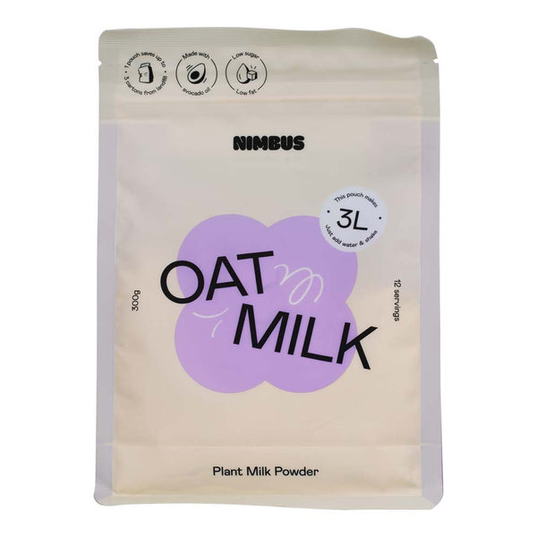 Package of Nimbus oat milk plant milk powder on a white background