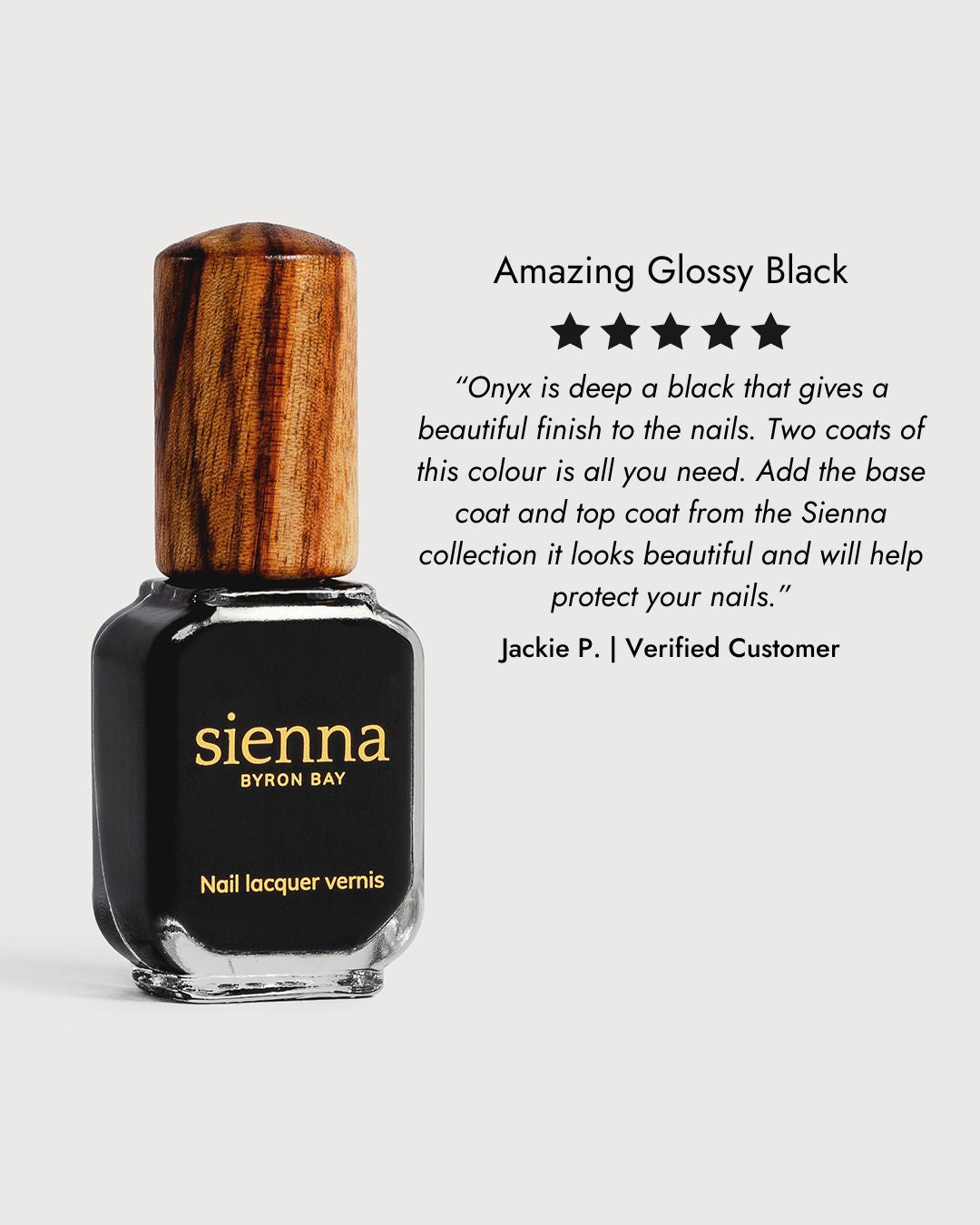 Sienna Nail Polish Onyx - Black - 10ml