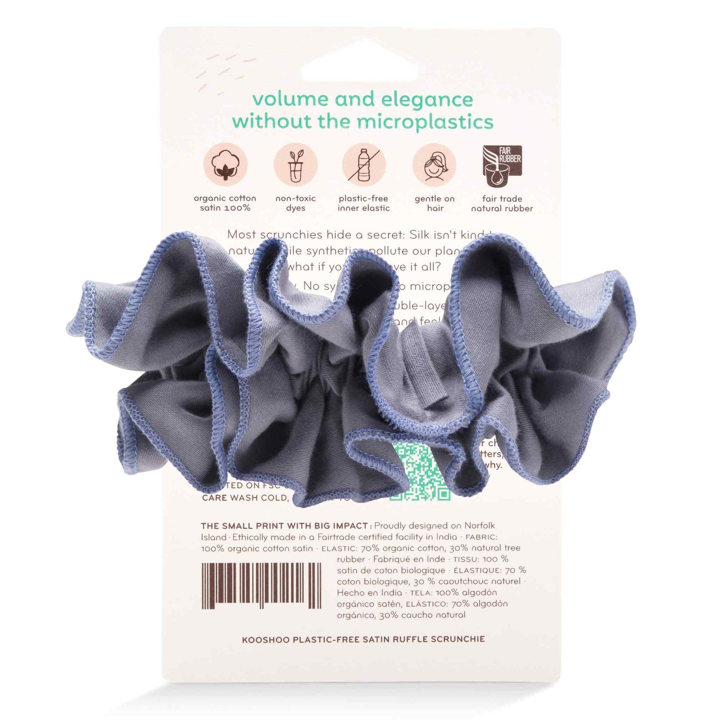 Kooshoo Plastic-Free Ruffle Scrunchie - Blue Granite