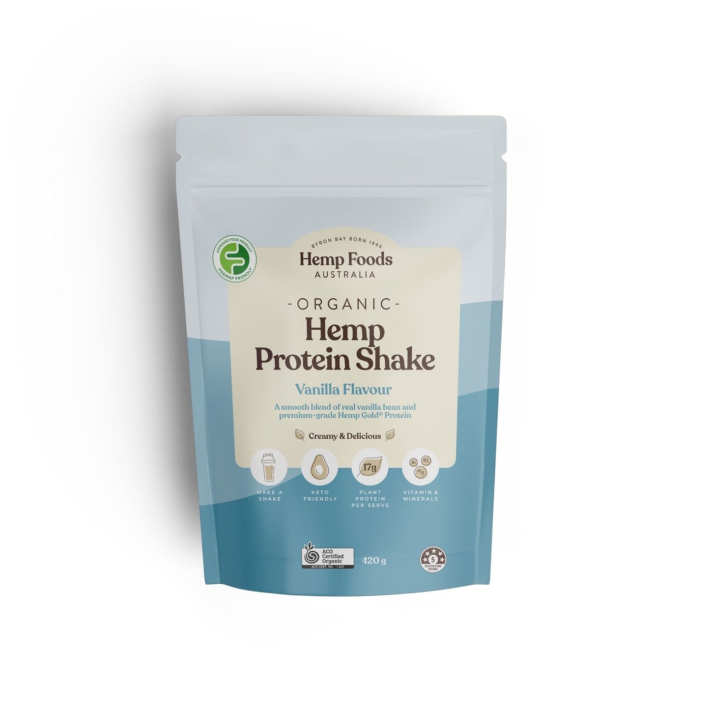 Hemp Foods Australia Organic Hemp Protein Shake Vanilla - 420g - L'Organic