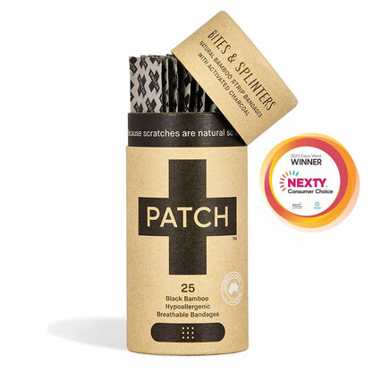 PATCH Organic Bamboo Strip Bandages - Activated Charcoal - 25 Pack