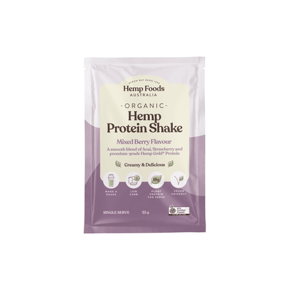 Hemp Foods Aus Organic Hemp Protein Shake Mixed Berry - 7 x 35g Sachet - L'Organic