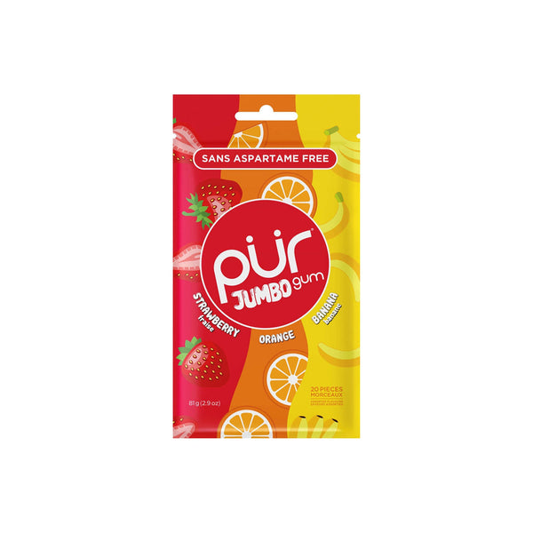 PUR Gum JUMBO Strawberry Orange Banana Gum 81g Bag - L'Organic