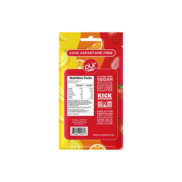 PUR Gum JUMBO Strawberry Orange Banana Gum 81g Bag - L'Organic