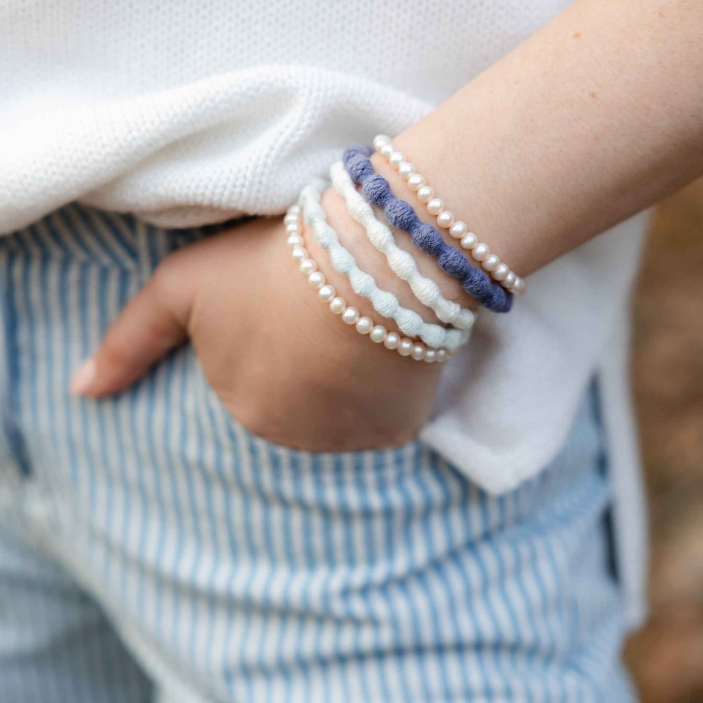 Kooshoo Plastic-Free Ocean Pearl Hair Ties - 3 Pack
