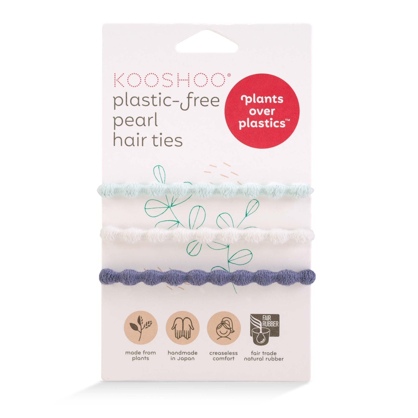 Kooshoo Plastic-Free Ocean Pearl Hair Ties - 3 Pack
