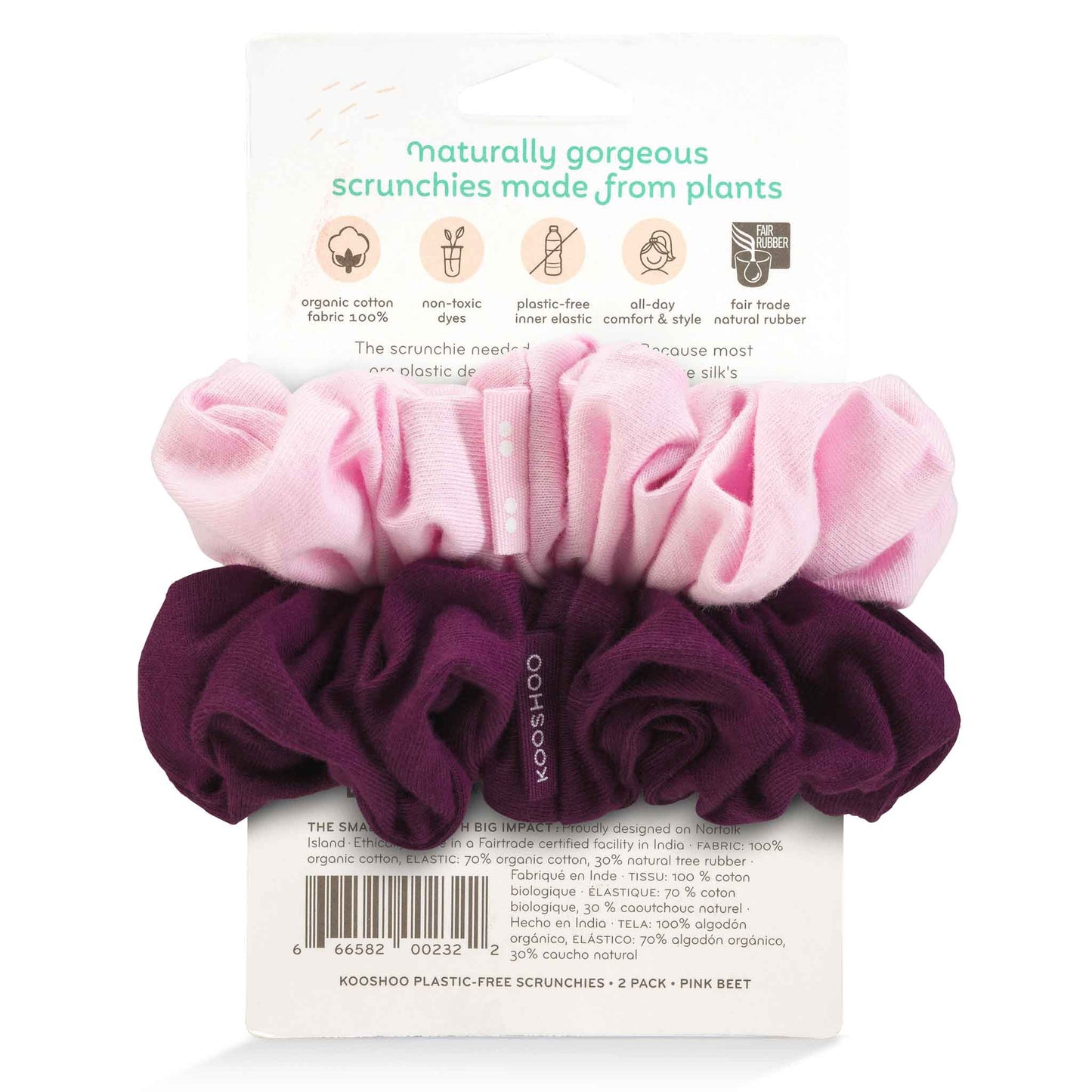 Kooshoo Plastic-Free Scrunchies - Pink Beet