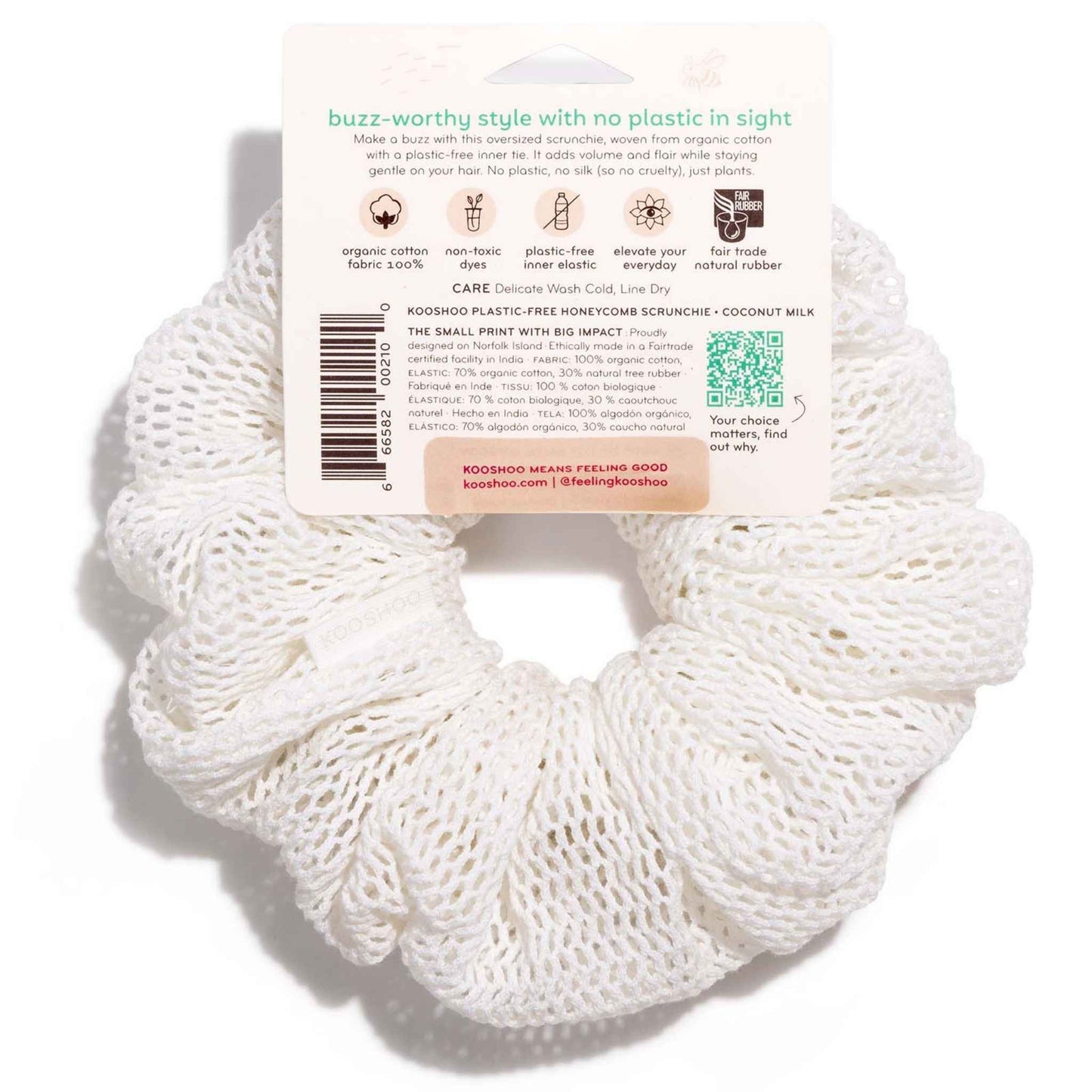 Kooshoo Plastic-free Honeycomb Scrunchie - Coconut Milk