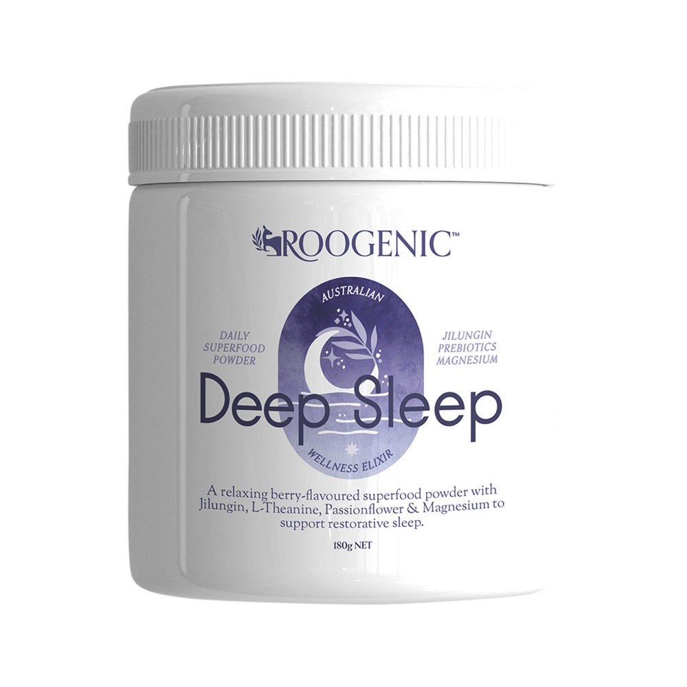Roogenic Deep Sleep supplement container on a white background