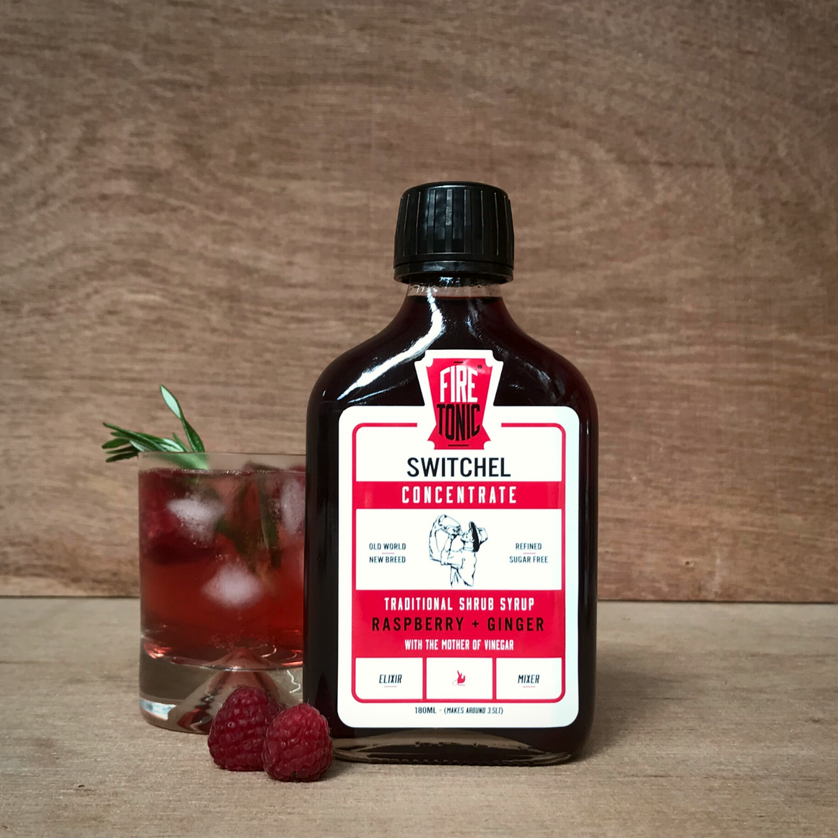 Fire Tonic Switchel Shrub Syrup - Raspberry & Ginger - 180ml