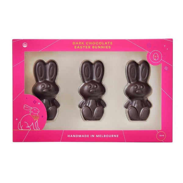 Ratio Cocoa Roasters Dark Chocolate Vegan Easter Bunny Trio - 120g