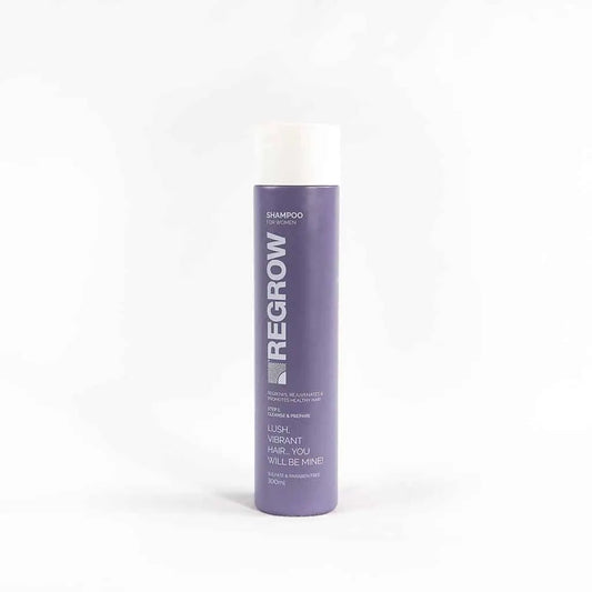 Shampoo bottle labeled 'Regrow' on a white background