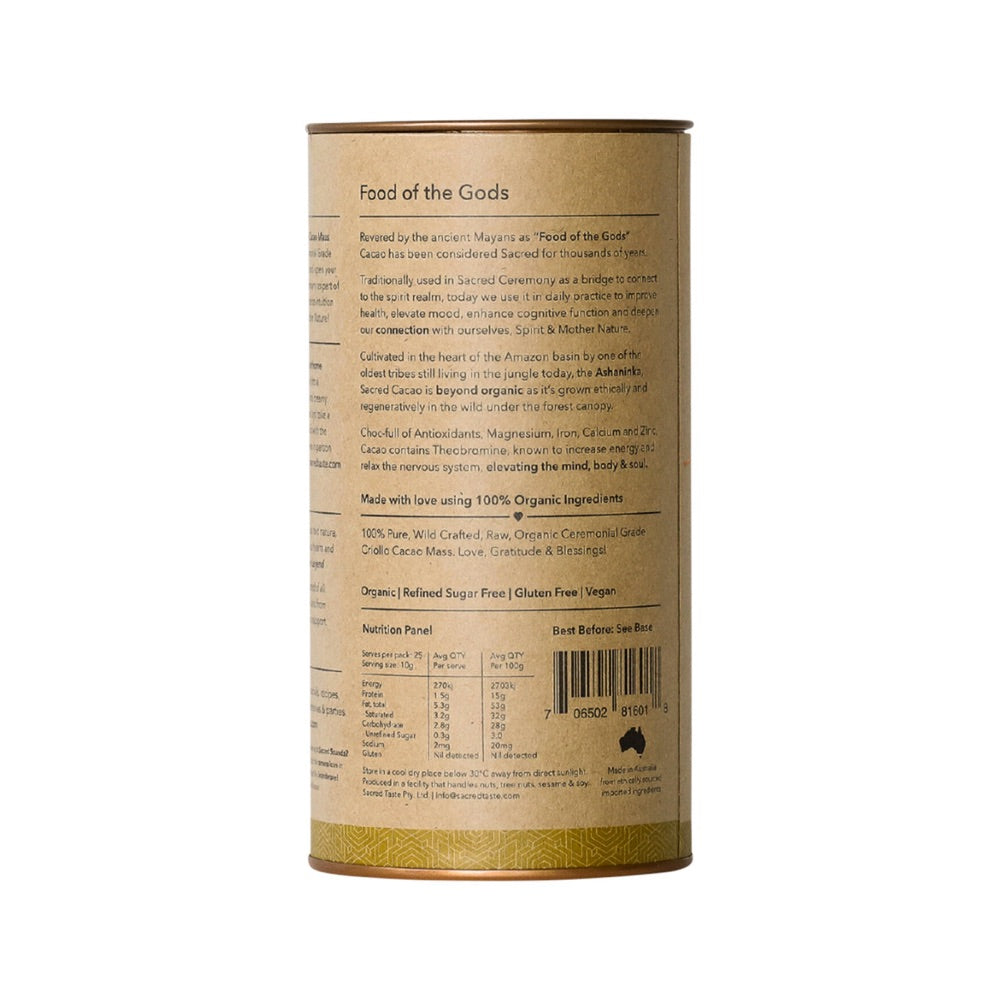 Sacred Taste Organic Drinking Cacao (Ceremonial Grade Cacao) Ceremony 250g