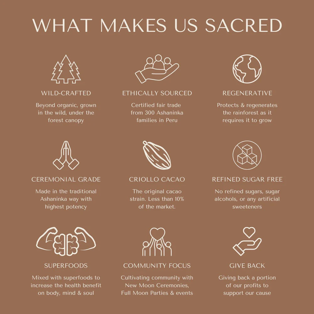 Sacred Taste Organic Drinking Cacao (Ceremonial Grade Cacao) Ceremony 250g